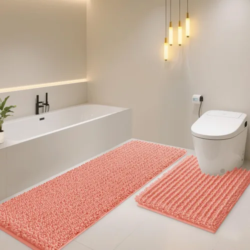 Miniatura 38 de ACCUMTEK - Juego de 2 alfombras de baño de lujo en color beige de 32"x20"+24"x17", alfombras de baño ultra suaves y gruesas absorbentes, alfombra