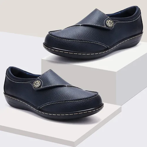 Miniatura 5 de UZB Mocasines de cuero cómodos con velcro para mujer