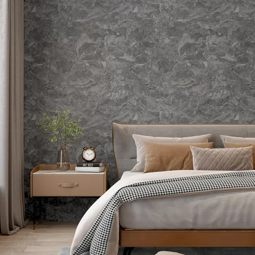Miniatura 8 de BAYYA Papel tapiz texturizado de mármol gris, despegar y pegar, papel de contacto de granito gris mate, grueso, 16 x 79 pulgadas, adhesivo