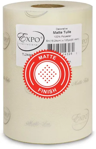Miniatura 40 de Expo International Tul mate decorativo, rollo/carrete de 6 x 100 yardas, tela de tul de poliéster ligera para tutús, disfraces y decoraciones