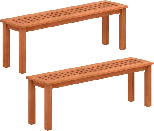 Miniatura 15 de Tangkula Banco de madera para patio, banco de madera maciza para 2 personas con asiento de listones, Loveseat de 39.5 pulgadas de largo con marco