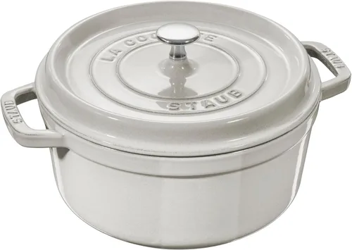 Miniatura 16 de STAUB Horno Holandés de Hierro Fundido 4 Cuartos Redondo, Fabricado en Francia, Sirve para 3-4, Blanco