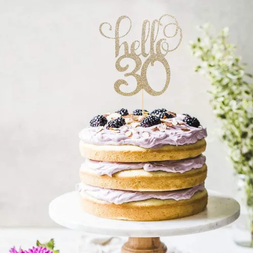 Miniatura 4 de Hello 30 - Decoración para tartas con purpurina, decoración de pastel de aniversario de boda, decoración de pastel de fiesta, 30 años, feliz