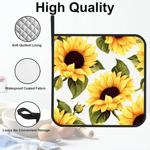 Miniatura 3 de Groovy - Juego de 2 soportes para ollas de girasol, resistentes al calor, para microondas, hornear, horno, platos finales y regalos de barbacoa