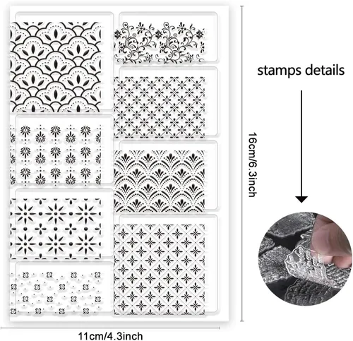 Miniatura 2 de ORIGACH Patrón de fondo Sellos transparentes para hacer tarjetas DIY Scrapbooking álbum de fotos decoración