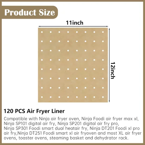 Miniatura 2 de 120 Hojas Forros de Freidora de Aire/Horno 11 x 12 Forros Desechables de Pergamino para Freidora de Aire Rectángulo Antiadherente Papel de Hornear