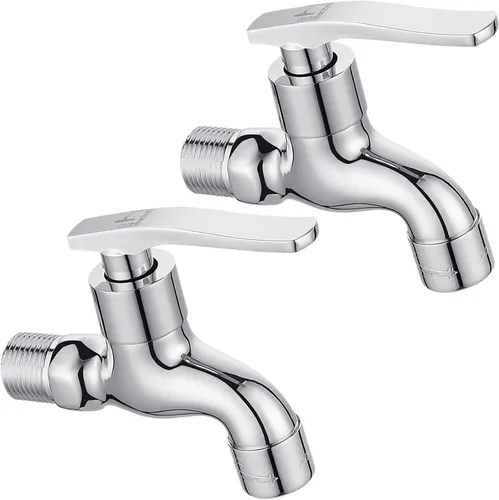 Miniatura 7 de SUBMARINE Grifo de latón plateado para exteriores, grifo de pared con interfaz G1/2 pulgadas, utilizado para fregadero, balcón y jardín (cromado)