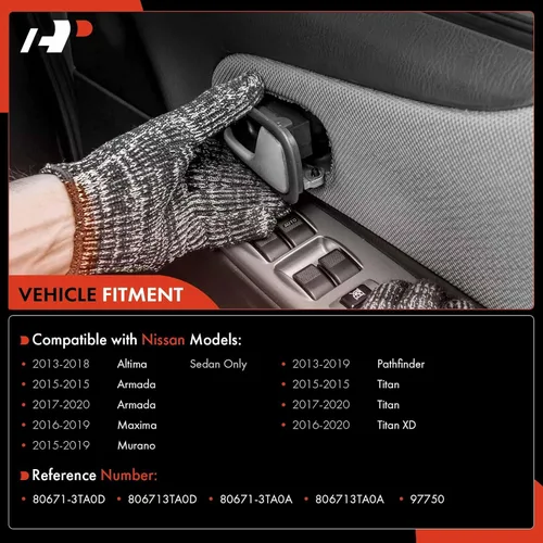 Miniatura 2 de A-Premium Manija de puerta interior delantera o trasera izquierda del conductor compatible con Nissan Altima 2013-2018, Pathfinder, Armada, Maxima