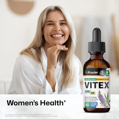 Miniatura 3 de BIO KRAUTER Vitex Chasteberry Suplemento para mujeres y apoyo para la menopausia* – 2 onzas líquidas 28 días de suministro – Tintura de bayas Vitex