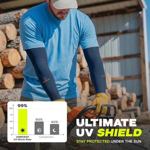 Miniatura 9 de ARMORAY Mangas de brazo para hombres y mujeres, UPF 50, manga de compresión deportiva de enfriamiento para baloncesto, golf, correr, cobertura