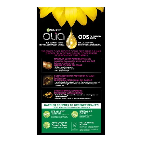 Miniatura 15 de Garnier Color de Cabello Olia Tinte Permanente Sin Amoníaco Color Brillante Rico en Aceite, 7.0 Rubio Oscuro, 2 Unidades (El Empaque Puede Variar)