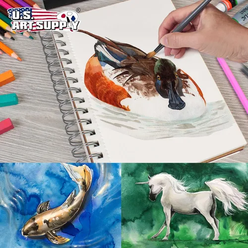 Miniatura 7 de U.S. Art Supply Bloc de papel de acuarela pesado de alta calidad de 5.5 x 8.5 pulgadas, paquete de 3 (30 hojas cada uno), 140 libras (10.58 oz/m²)