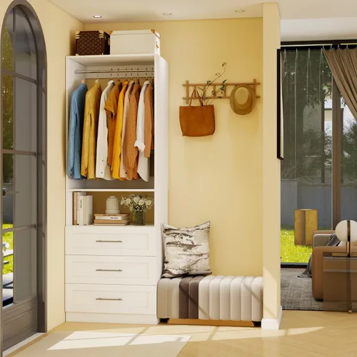 Miniatura 7 de Sistema de armario con cajones de madera, sistema de organización de armario de 4 pies con cajones y varillas para colgar y para vestidores, 2