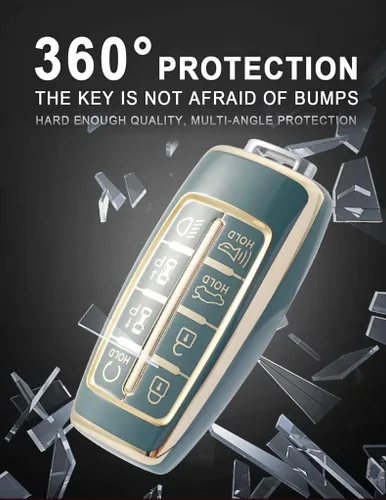 Miniatura 4 de ontto Funda inteligente para llavero con llavero de protección completa suave para Hyundai Genesis G70 GV70 G80 GV80 G90 GV90 2020-2023 (beige)