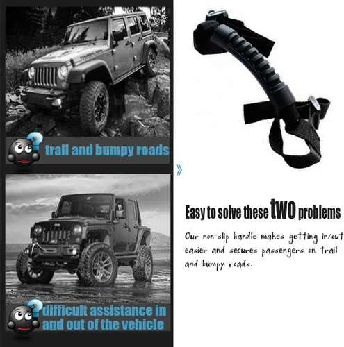 Miniatura 2 de moveland 4 asas de agarre compatibles con asas de barra antivuelco para Jeep Wrangler YJ TJ JK JL Sports Sahara Freedom Rubicon X y Unlimited
