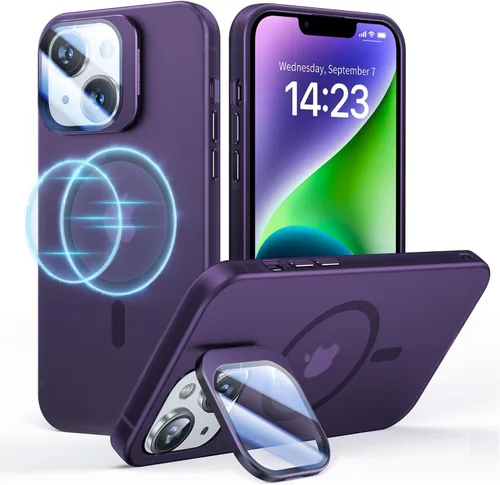 Miniatura 13 de Funda para iPhone 14 Pro, protección contra caídas de grado militar, compatible con MagSafe, soporte integrado y protector de lente de cámara, funda