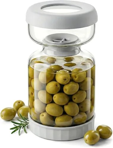 Miniatura 8 de Homnoble Tarro de Pepinillos, Tarro de Reloj de Arena de Pepinillos y Aceitunas, Separador de Jugo de Pepinillos de Húmedo y Seco, Tapa de ABS