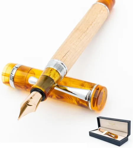 Miniatura 9 de Conklin Duragraph - Pluma estilográfica ámbar, punta media de oro macizo de 14 quilates, elegante herramienta de escritura con acabado ámbar cálido