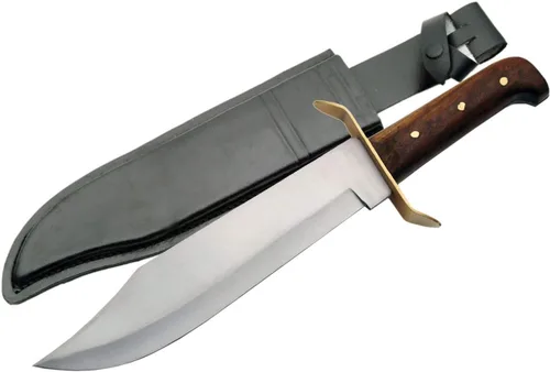 SZCO Full Tang Bowie Cuchillo de Caza de Hoja Fija de 15 Pulgadas - Cuchillo de Campamento con Funda de Cuero para Hombres - Mango de Agarre Firme,