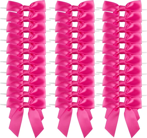 50 lazos de satén para manualidades, costura, álbumes de recortes, boda y regalo Rosa Hot