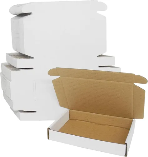 Miniatura 19 de Paquete de 50 cajas de envío de 7x6x2 pulgadas, caja de cartón blanco corrugado, cajas de correo planas para literatura para embalaje de pequeñas