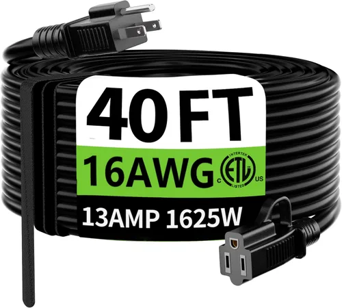 Miniatura 74 de HUANCHAIN Cable de extensión para interiores y exteriores, 50 pies, impermeable, calibre 16/3, flexible, resistente, cable de extensión para Amarillo