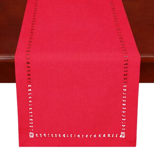 Miniatura 5 de Grelucgo Juego de 4 manteles individuales decorativos hechos a mano con punto vainica, color rojo, rectangular, 12 x 18 pulgadas