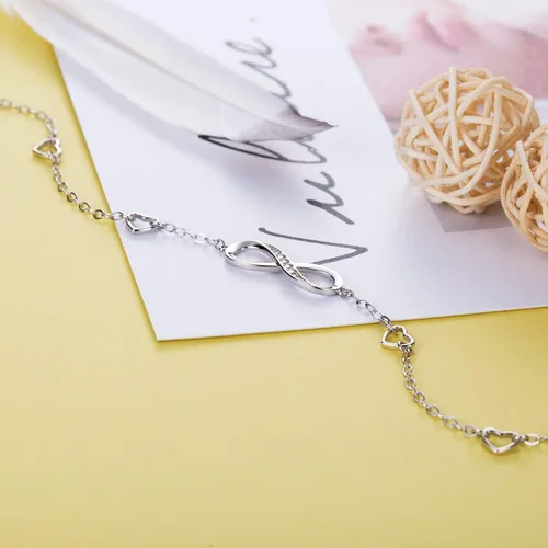 Miniatura 3 de Billie Bijoux Pulsera tobillera de plata de ley 925 para mujer, con símbolo de amor infinito, ajustable, grande, regalo para mujer