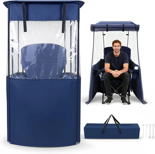Juexica Silla de camping con toldo plegable al aire libre con pantalla ajustable, 4 cortinas extraíbles, asiento de camping portátil deportivo para
