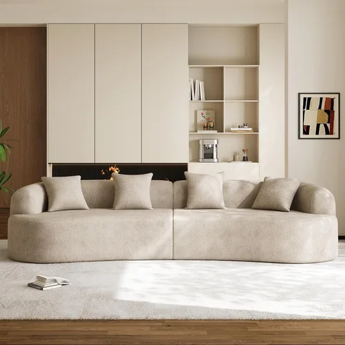 Miniatura 3 de Sofá seccional de gran tamaño de 131 pulgadas para sala de estar, moderno sofá de felpa de lujo de 4 plazas extra profundo y ancho, asiento curvado