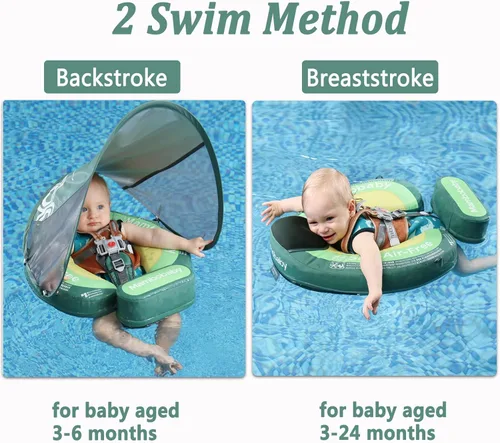 Miniatura 3 de Upgread Mambobaby Float 2026 con toldo de protección solar UPF 50+, gran flotabilidad no inflable, flotador sólido para piscina para bebés de 3 a 24