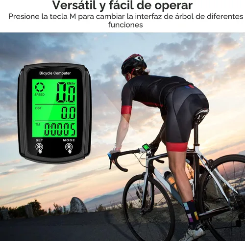 Miniatura 7 de Computadora de bicicleta y odómetro de bicicleta con cable MPH KM/H Velocímetro de bicicleta con despertador automático de velocidad de ciclismo