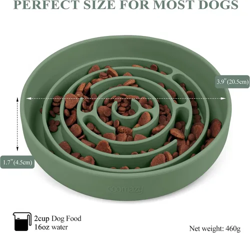 Miniatura 2 de Coomazy Cuencos de Alimentación Lenta para Perros, Cuenco de Silicona para Perros con Ventosas, Alimentador Lento y Diseño Antideslizante, Reductor
