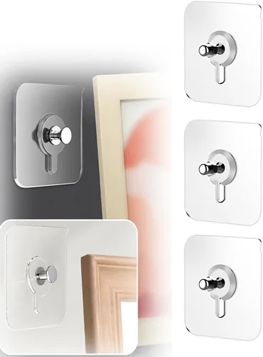 Miniatura 20 de Ganchos adhesivos sin taladros, colgadores de fotos mejorados sin clavos, ganchos adhesivos de montaje en pared para colgar, ganchos de pared sin