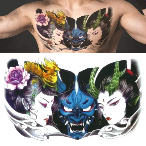 Miniatura 2 de Glaryyears Tatuajes de dragón para hombres, calcomanías de tatuaje temporales realistas falsas con boceto creativo de larga duración, paquete de 5