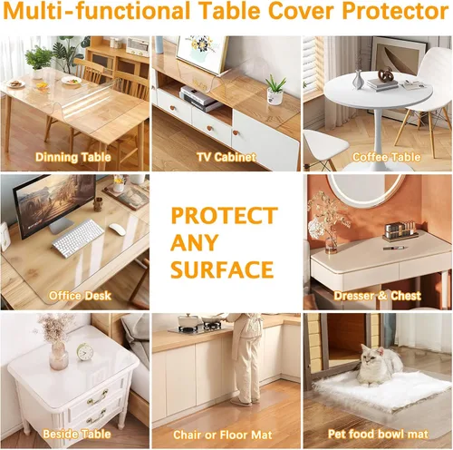 Miniatura 7 de Tapete de escritorio transparente de 12 x 16 pulgadas, 1.5mm de grosor, protector de cubierta de mesa, tapete de vinilo para escritorio