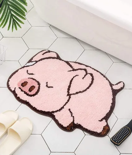 Alfombra de baño gruesa con diseño de cerdo rosa, bonita alfombra de baño, habitación de niños, sala de exposición, alfombra de baño antideslizante,
