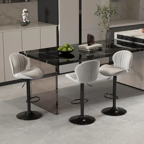 Miniatura 12 de Youhauchair - Juego de 2 taburetes de bar modernos, de terciopelo con altura ajustable y giratorios, sillas de isla de cocina sin brazos con Azul