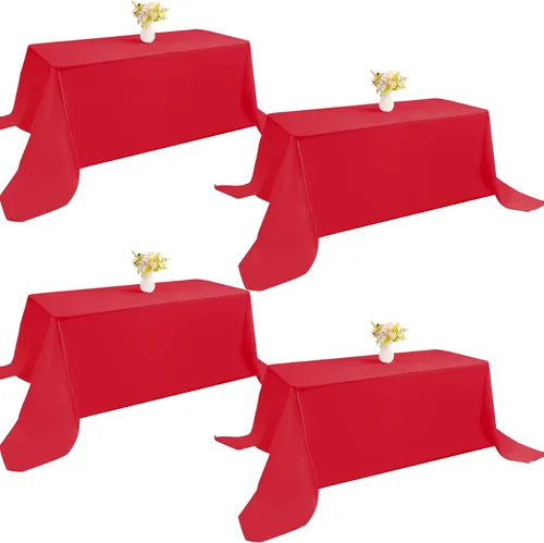 Miniatura 46 de Paquete de 4 manteles rectangulares de poliéster lavables de 60 x 102 pulgadas, color blanco, para mesas de comedor, bodas, bufés, fiestas