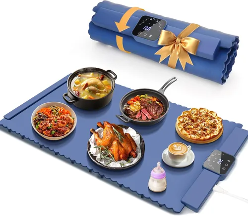Miniatura 9 de Tapete de calentamiento para alimentos, tapete de calentamiento rápido de alimentos de superficie completa, bandeja de calentamiento eléctrica