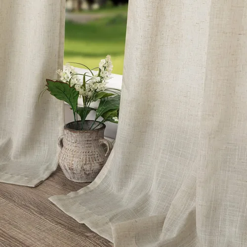 Miniatura 7 de Cortinas Largas de Lino de Lino 108 Pulgadas de Longitud para Sala de Estar 2 Paneles Bolsillo de Pestaña Trasera Cortinas Grandes para Ventana Saco
