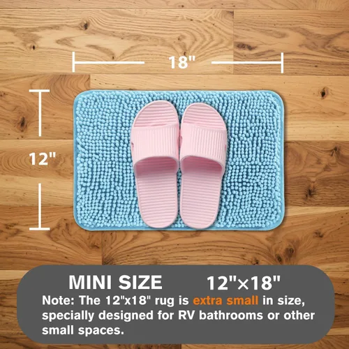 Miniatura 12 de Alfombra de baño pequeña de 12 x 18 pulgadas, lavable y absorbente, antideslizante, alfombra de baño de felpilla gruesa y suave para baño, ducha