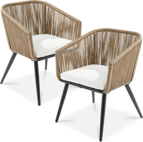Miniatura 12 de Best Choice Products Juego de 2 sillas de comedor de patio, asientos al aire libre para patio trasero, junto a la piscina, balcón con diseño