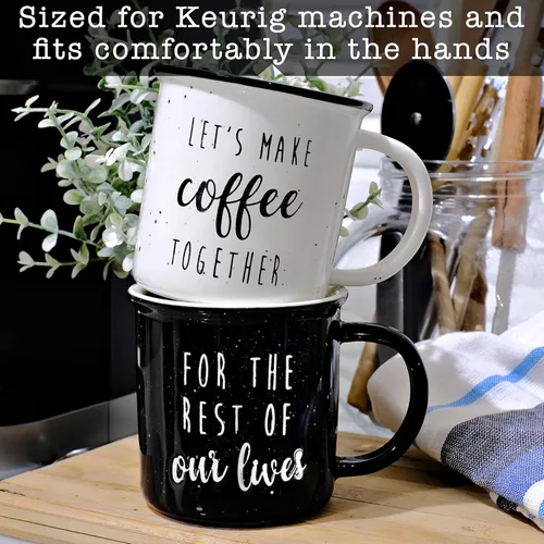 Miniatura 4 de MAINEVENT Juego de Tazas para Parejas "Hagamos Café Juntos" 11 Onzas, Regalo de Boda para Parejas Casadas