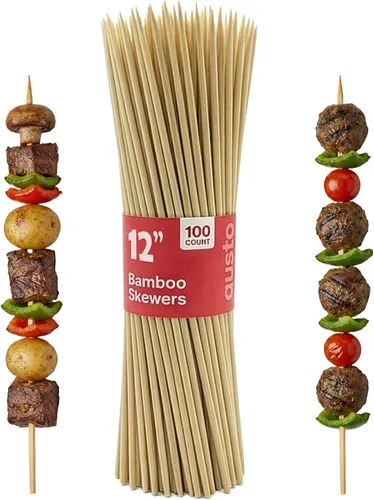 Miniatura 9 de GUSTO [25,4 cm - 100 unidades] Brochetas de bambú para shish kabob, parrilla, frutas, aperitivos y cócteles (anteriormente paquete Comfy)