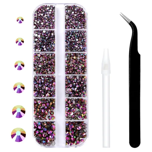 Miniatura 35 de 3792 diamantes de imitación con parte trasera plana para manualidades, piedras preciosas de cristal para uñas, diamantes de imitación brillantes