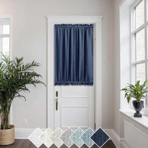 Miniatura 30 de KOUFALL Cortinas de luz lateral para puerta de 72 pulgadas de largo para ventanas laterales, mezcla de lino, protección de privacidad, filtrado