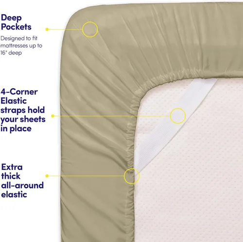 Miniatura 161 de 1500 Supreme Collection - Juego de sábanas y fundas de almohada para colchón, extrasuaves, correas elásticas en las esquinas, sábanas de bolsillo