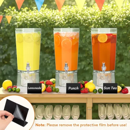 Miniatura 9 de Lifewit Dispensador de bebidas de plástico de 1 galón, recipientes de jugo con tapa para fiesta, dispensador de bebidas de hielo con soporte