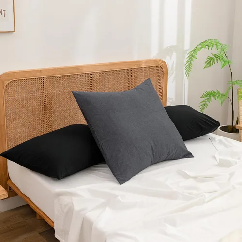 Miniatura 44 de BESTOUCH 100% Algodón Lavado Funda de Almohada para Cabello y Piel, Sensación de Lino, Suave, Cómoda, Transpirable, Juego de 2 Fundas de Almohada